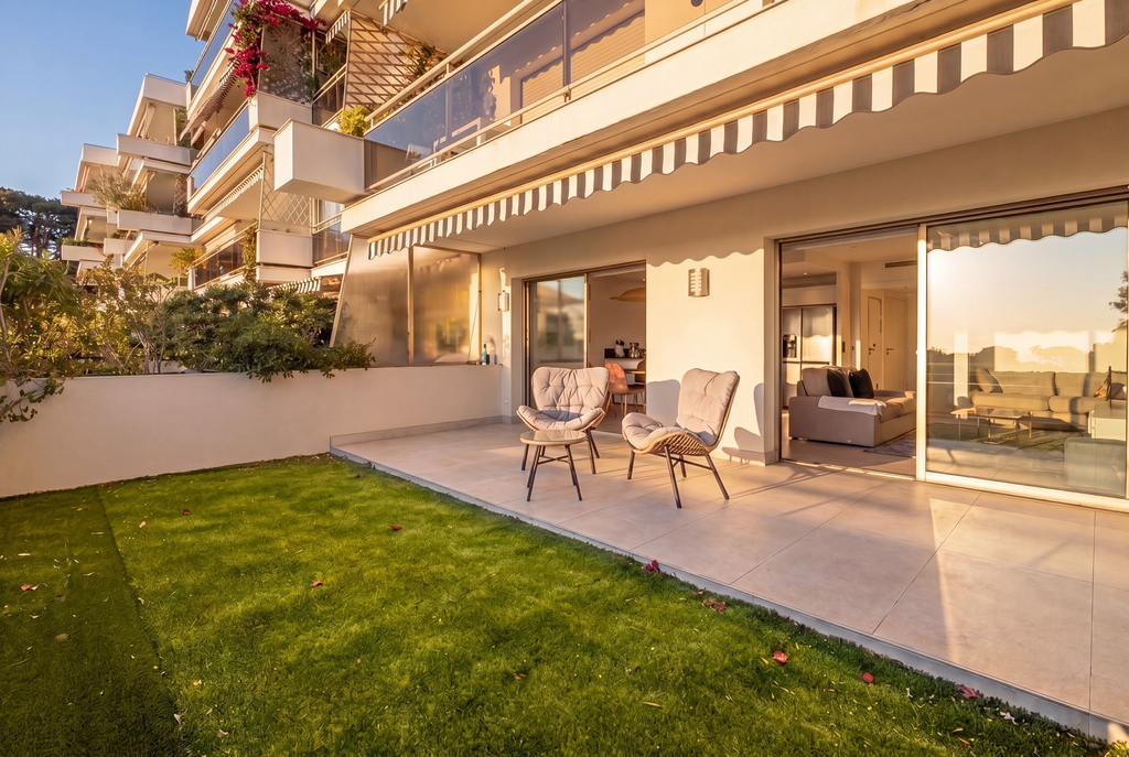Sea view apartment with terraces in Cannes Croix des Gardes residence with pool